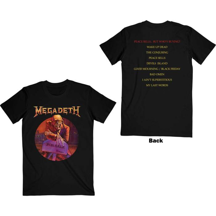 Megadeth Unisex T-shirt: Peace Sells Track List (Črna) 96573