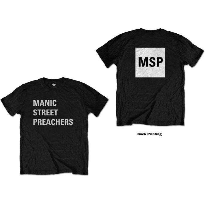 Manic Street Preachers Unisex T-Shirt: Block Logo (Black) (Back Print) 97835