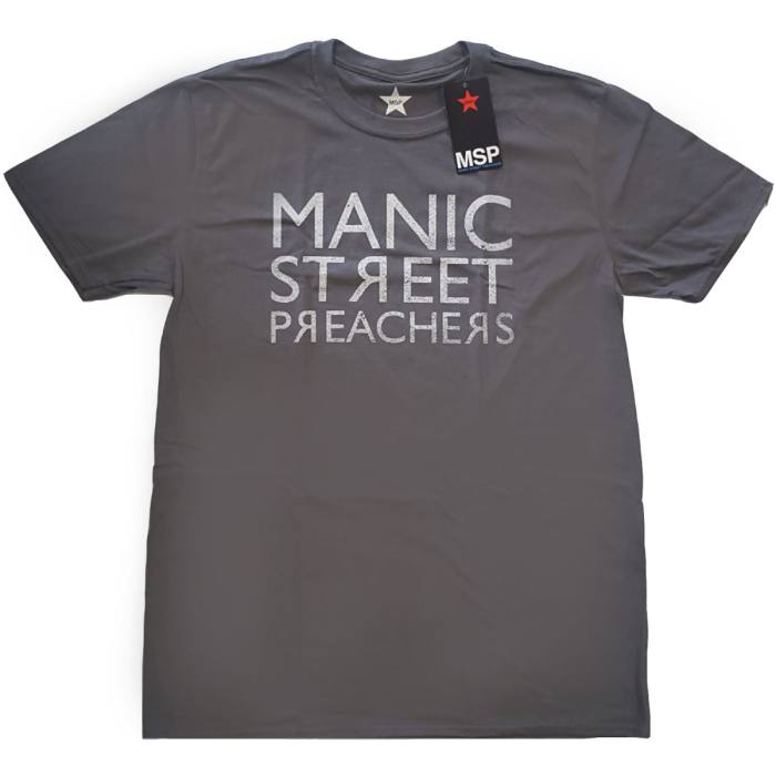 Manic Street Preachers Unisex T-Shirt: Reversed Logo (Charcoal Grey) 97847