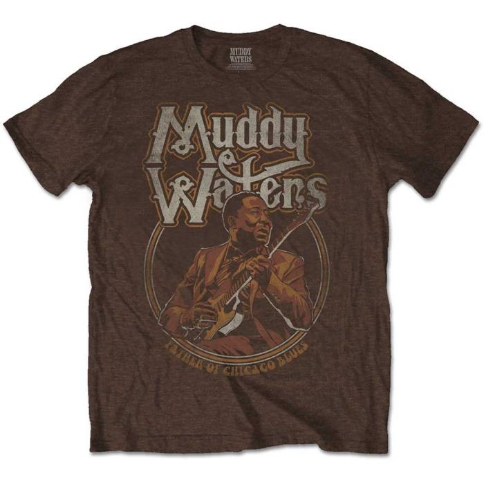 Muddy Waters Unisex T-Shirt: Father of Chicago Blues (Rjava) 97858