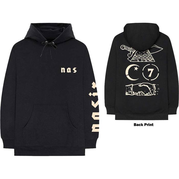 Nas Unisex Pullover Hoodie: Symbols (Črna) (Zadnji print) 97959