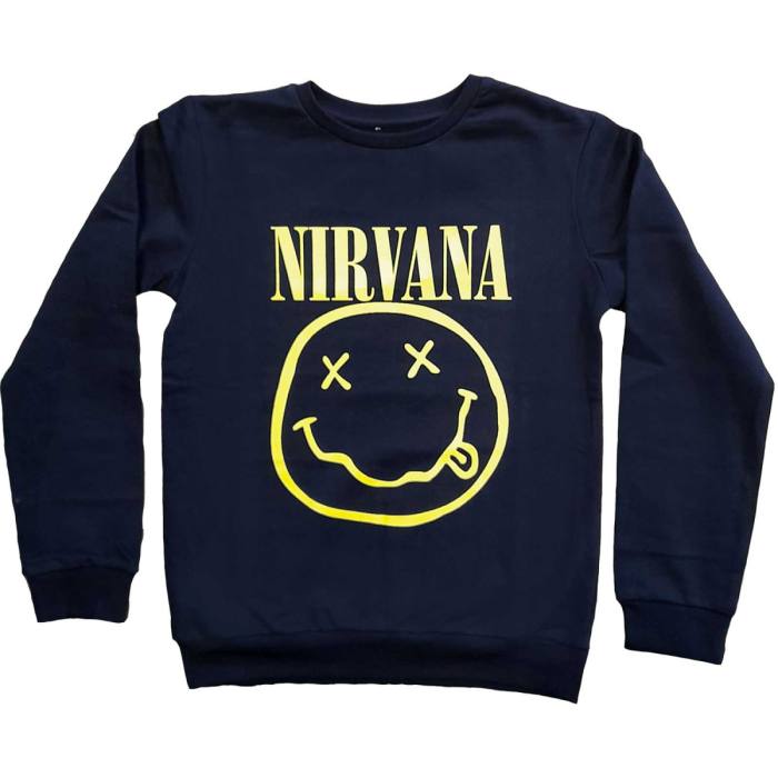 Nirvana Kids Sweatshirt: Yellow Happy Face (Blue) 98219
