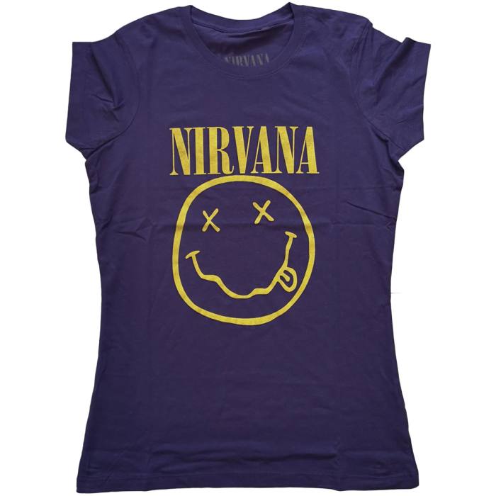 Nirvana Ladies T-shirt Yellow Smiley (Purple) 98272