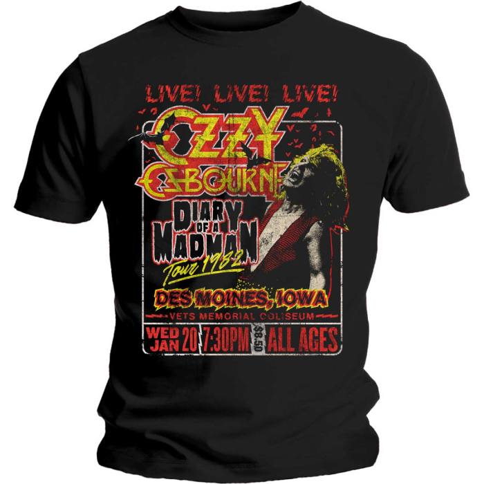 Ozzy Osbourne Unisex T-shirt: Diary of a Madman Tour (Črna) 98889