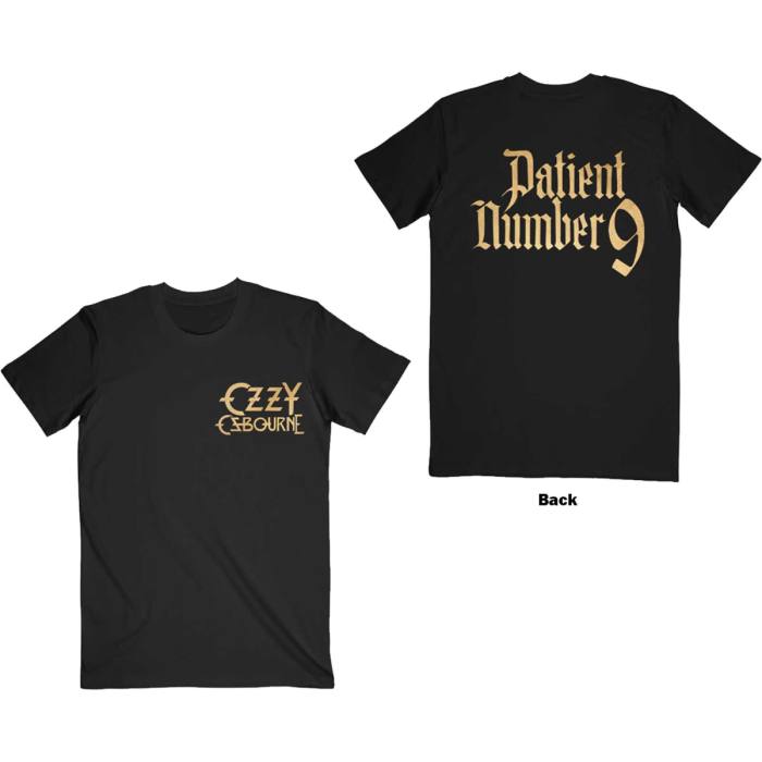 Ozzy Osbourne T-shirt: Patient No. 9 Gold Logo (Črna) (Zadnji print) 98960
