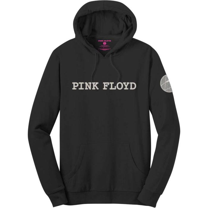 Pink Floyd Unisex Pullover Hoodie: Logo & Prism Applique (Black) (Embellished) 99427