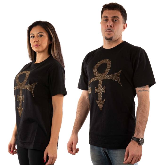 Prince Unisex T-Shirt: Gold Symbol (Black) (Embellished) 100649
