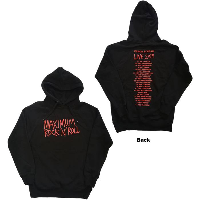 Primal Scream Unisex Pullover Hoodie: Maximum RnR (Back Print, Ex-Tour) 100679