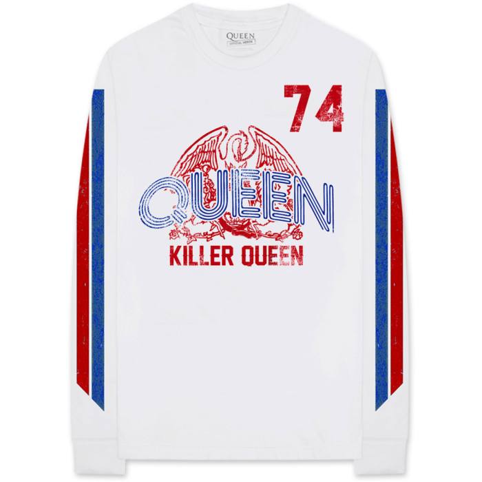 Queen T-shirt dolgi rokav: Killer Queen '74 (bela) 100998