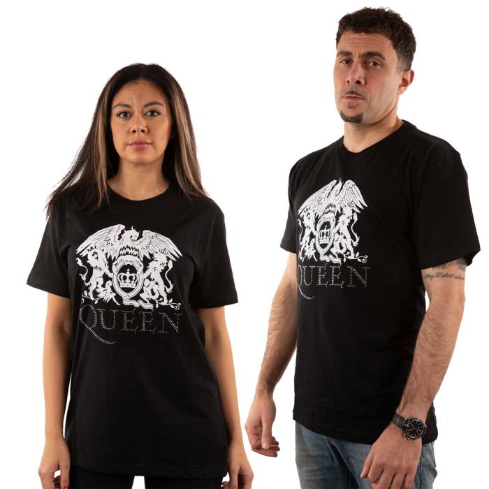 Queen Unisex T-shirt Crest Logo Diamante (Black) 101266