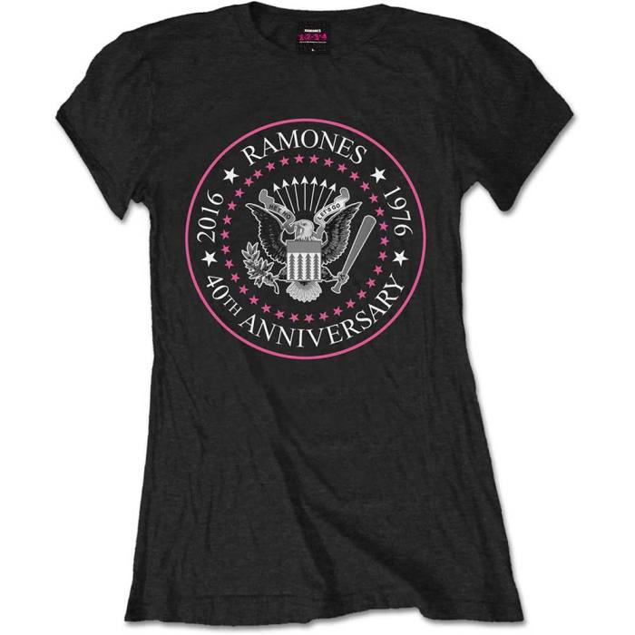 Ramones Ladies T-Shirt: 40th Anniversary Pink Seal 101927