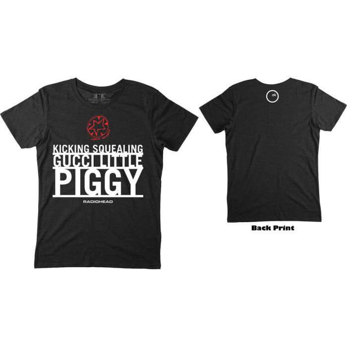 Radiohead Unisex T-shirt: Gucci Piggy (Črna) (Zadnji print) 102374