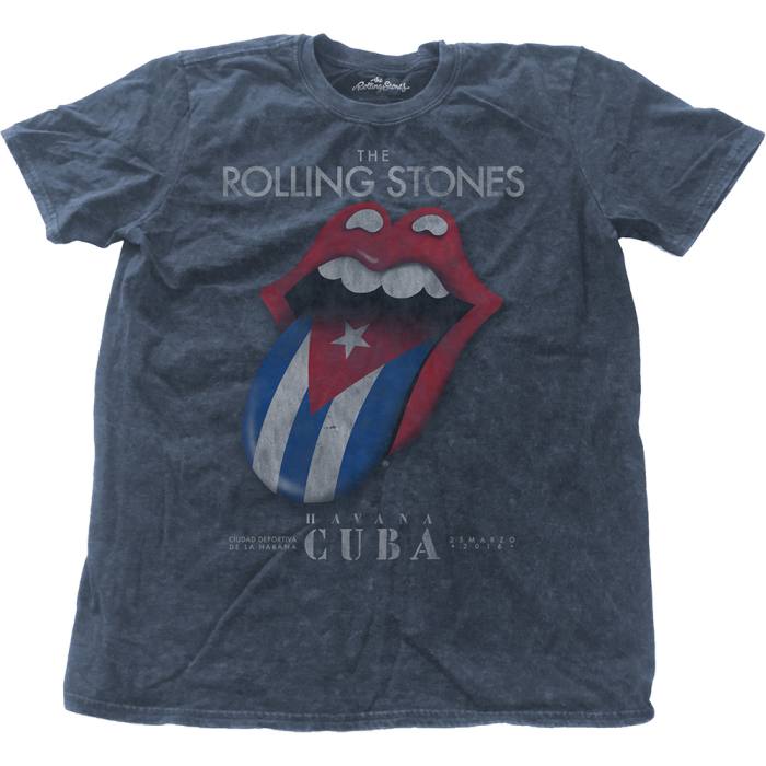 The Rolling Stones Unisex T-shirt: Havana Cuba (denim modra, Wash kolekcija) 102778