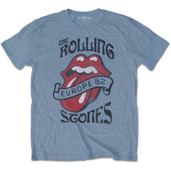 The Rolling Stones Unisex T-shirt: Europe '82 Tour (Stone Blue) 103192