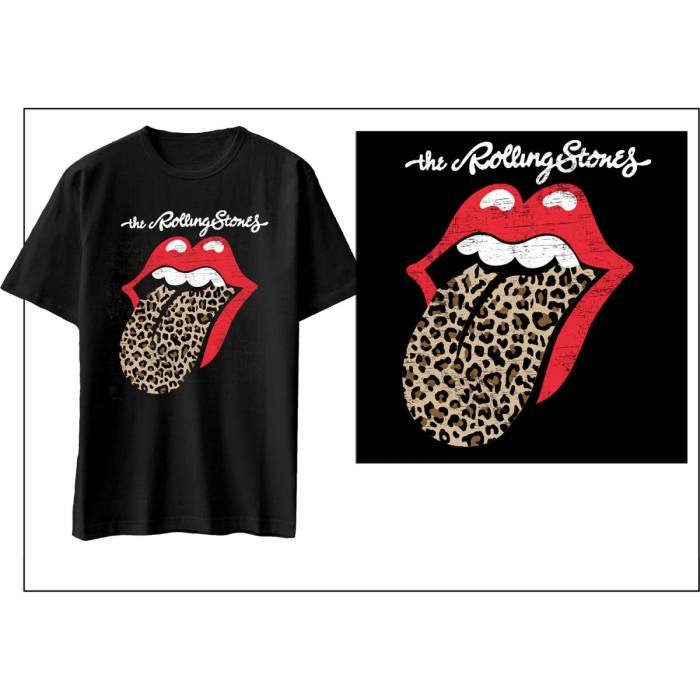 The Rolling Stones T-shirt Leopard Print Tongue (črna) 103323