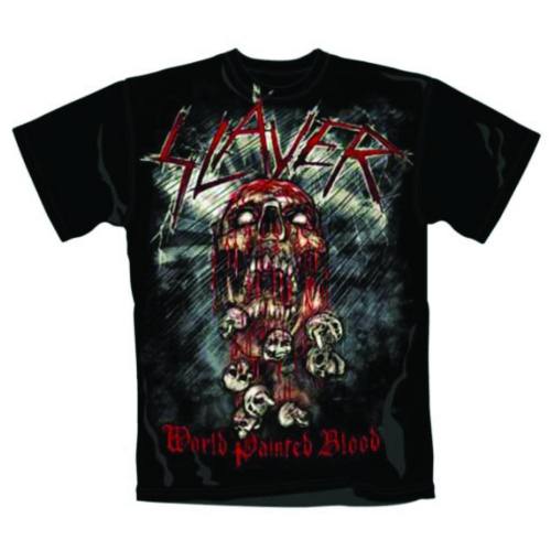 Slayer Unisex T-Shirt: World Painted Blood Skull (Black) 104870