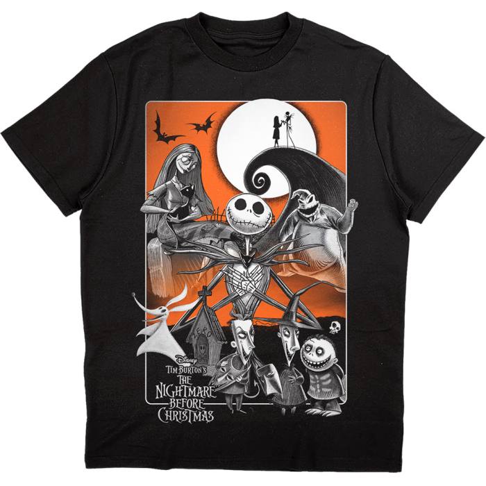 The Nightmare Before Christmas Unisex T-shirt: Orange Moon (Black) 106402