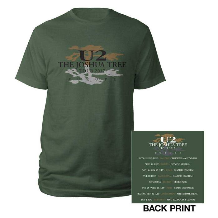 U2 Unisex T-shirt: Joshua Tree Logo 2017 (Zelena) (Zadnji Print & Ex-Tour) 106859
