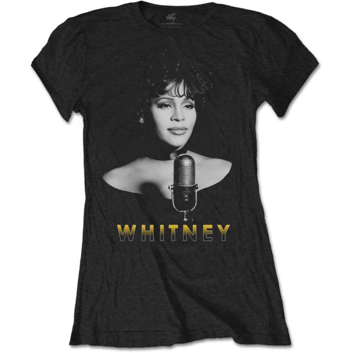 Whitney Houston Girlie T-shirt: Črno-bela fotografija (Črna) 107311
