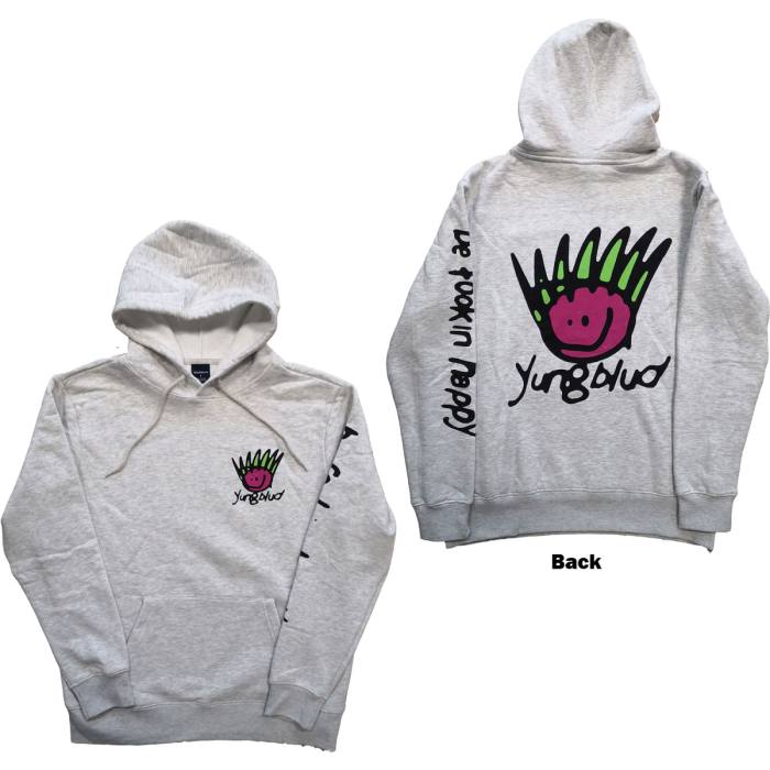 Yungblud Unisex Pullover Hoodie: Face (Off Bela) (Zadnji print) 107939