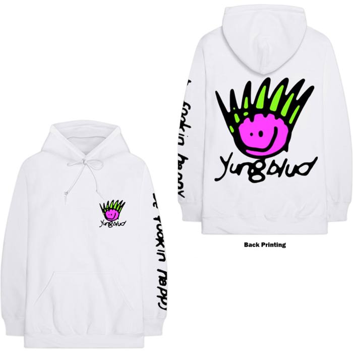 Yungblud Unisex Pullover Hoodie: Face (White) (Back Print) 107943