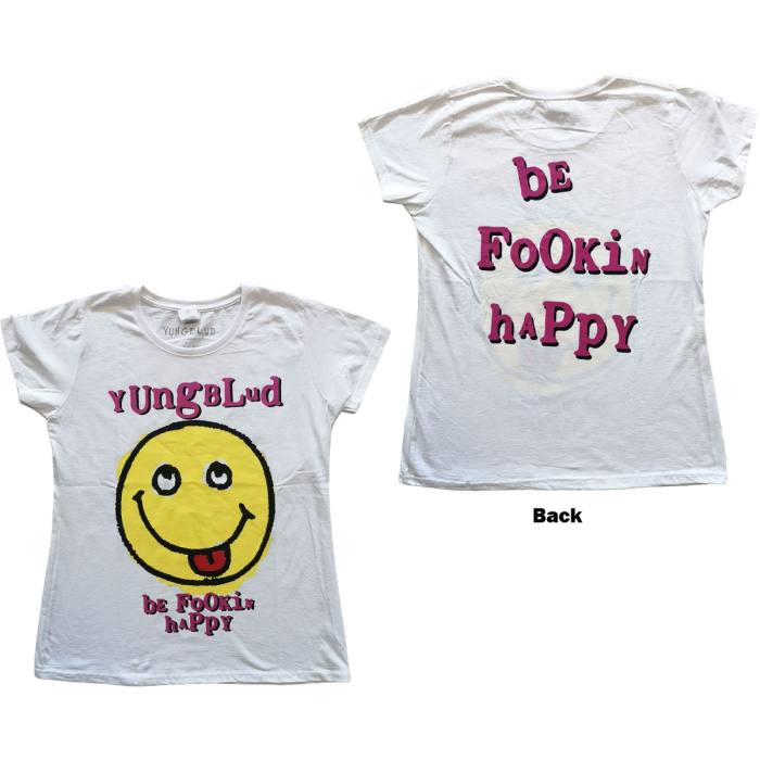 Yungblud T-shirt: Raver Smile (bela, ženska, hrbtni tisk) 107999