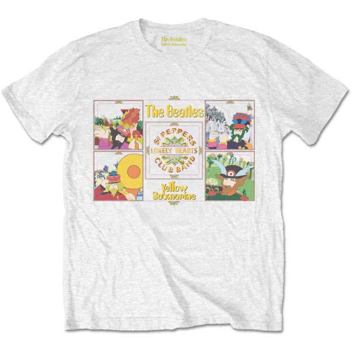 The Beatles Unisex T-shirt Yellow Submarine Sgt. Pepper Band White 108272