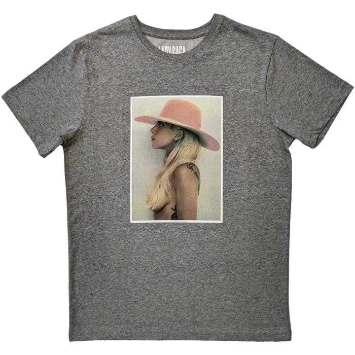 Lady Gaga Unisex T-Shirt: Pink Hat (Grey) 232042