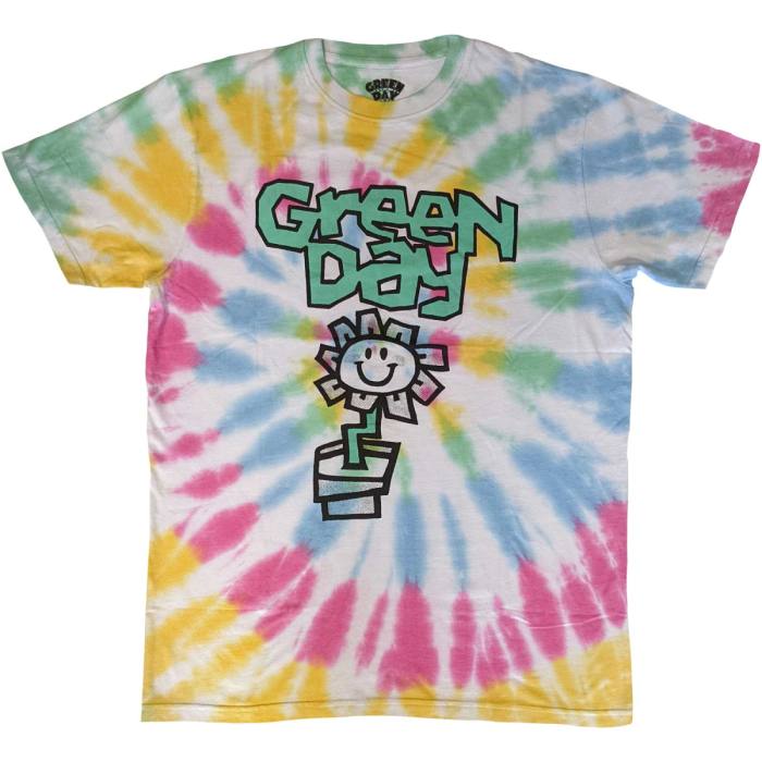 Green Day Unisex T-Shirt: Flower Pot (White) (Wash Collection) 232325