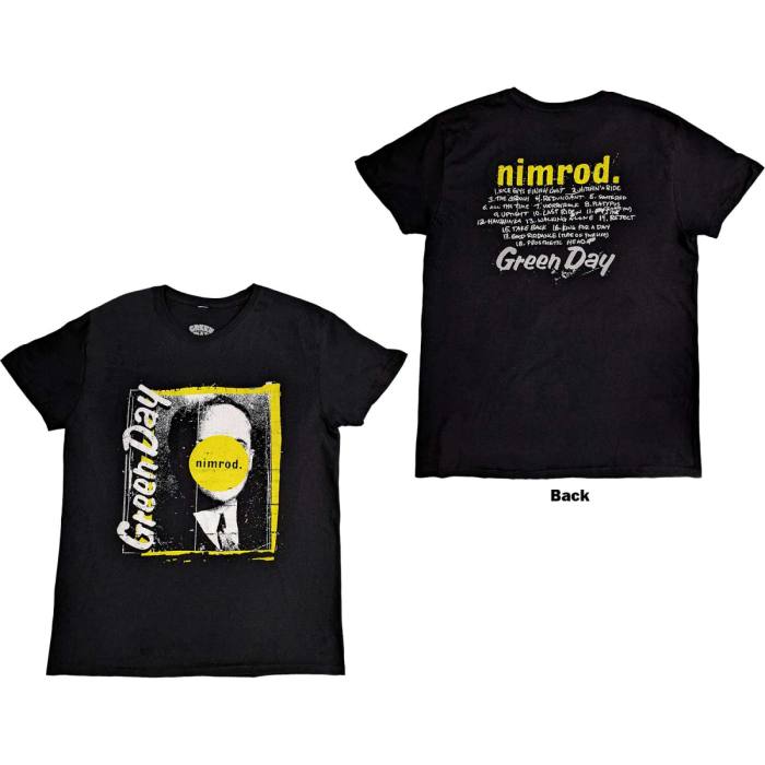 Green Day Unisex T-Shirt: Nimrod Tracklist (Black) (Back Print) 232345