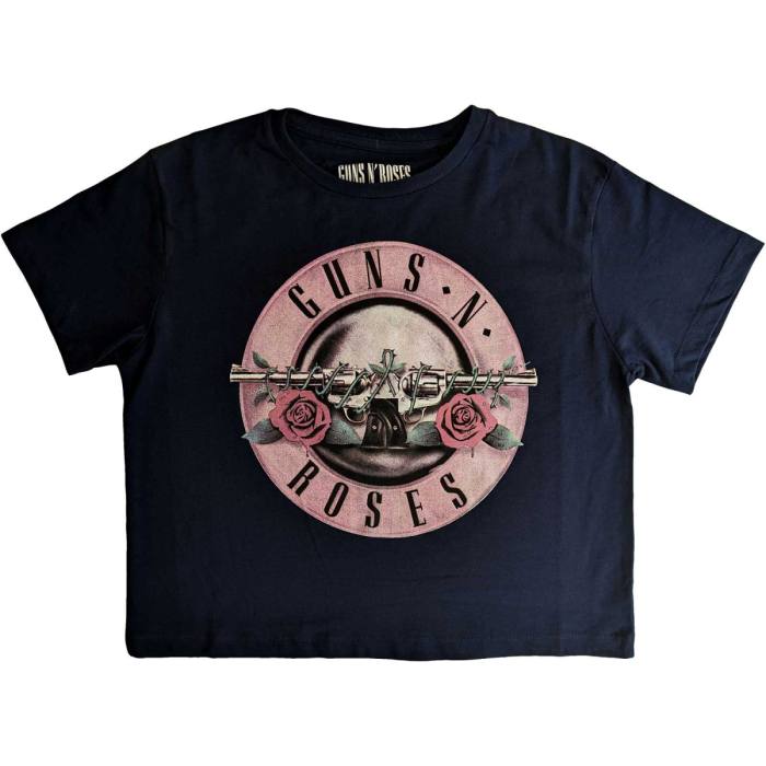 Guns N' Roses Ladies Crop Top: Classic Logo (Navy Blue) 232851