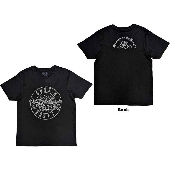 Guns N' Roses Unisex T-Shirt: Classic Bullet Mono (Black) (Back Print) 233078