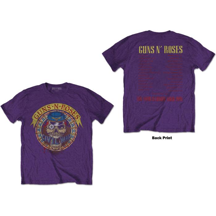 Guns N' Roses Unisex T-Shirt: Skull Circle (Purple) (Back Print) 233163