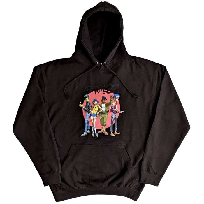 Gorillaz Unisex Pullover Hoodie: Group Circle Rise (Black) 233291