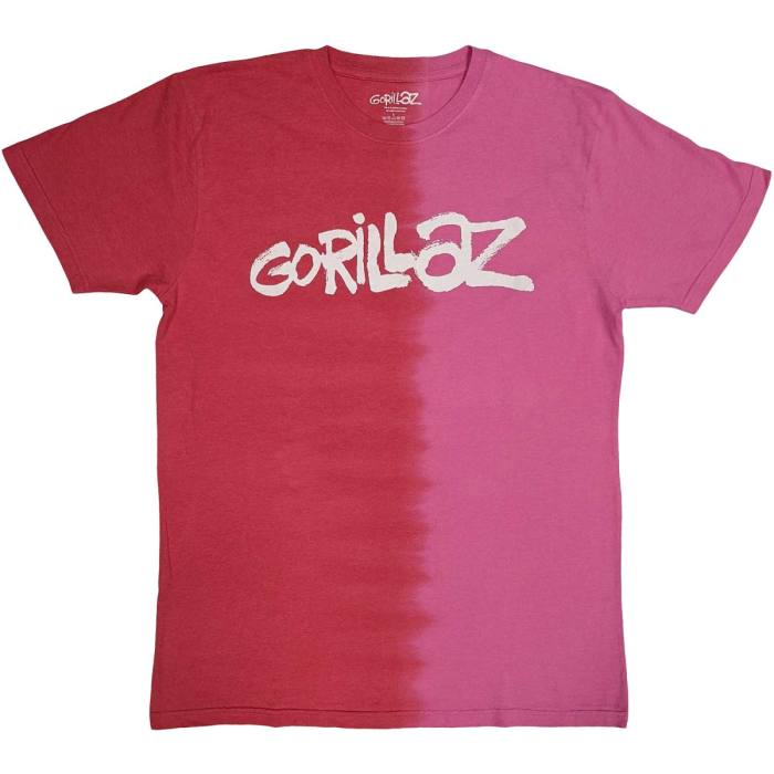 Gorillaz Unisex T-Shirt: Two-Tone Brush Logo (Red) (Wash Collection) 233354