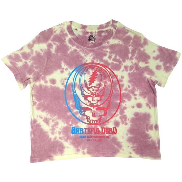 Grateful Dead Ladies Crop Top: Concentric Skulls (Wash Collection) – Large 233426