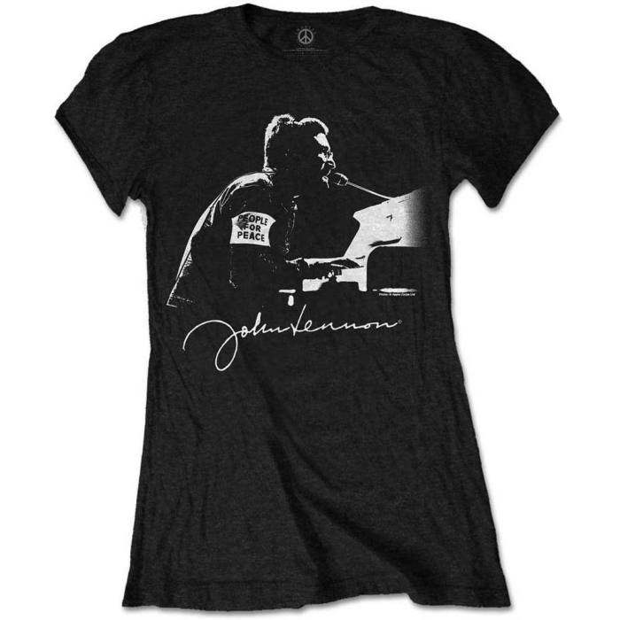 John Lennon Ladies T-Shirt: People for Peace (Black) 234869