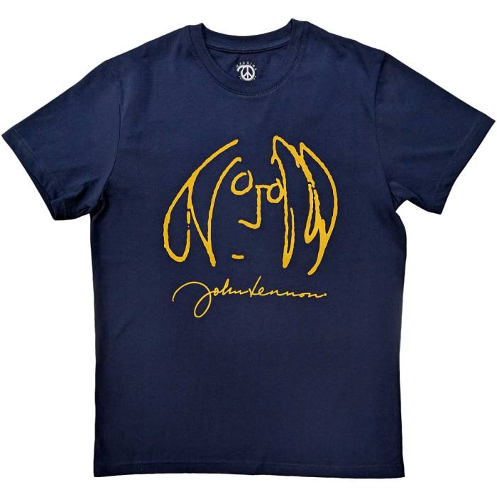 John Lennon Unisex T-Shirt: Self Portrait (Navy Blue) 234919
