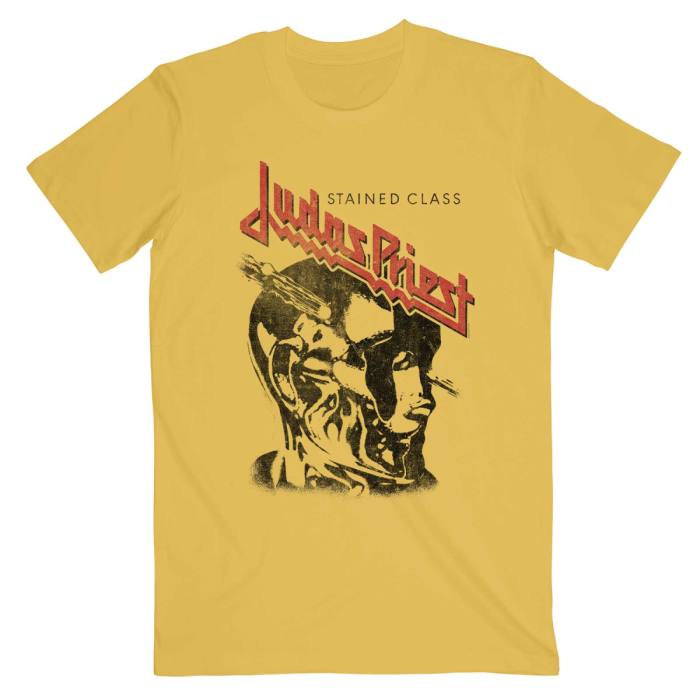 Judas Priest Unisex T-Shirt: Stained Class Vintage Head (Yellow) 235082