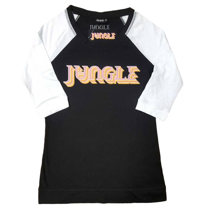 Jungle Ladies Raglan T-Shirt: Colour Logo (Black & White) 235132