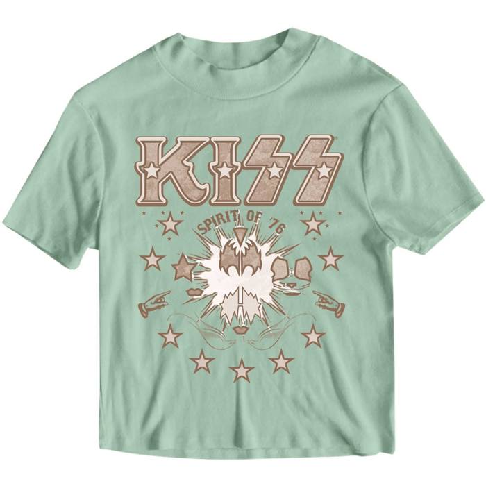 KISS Ladies Crop Top: Spirit of '76 (Green) 235301