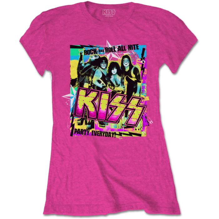 KISS Ladies T-Shirt: Party Every Day (Heliconia Pink) 235415