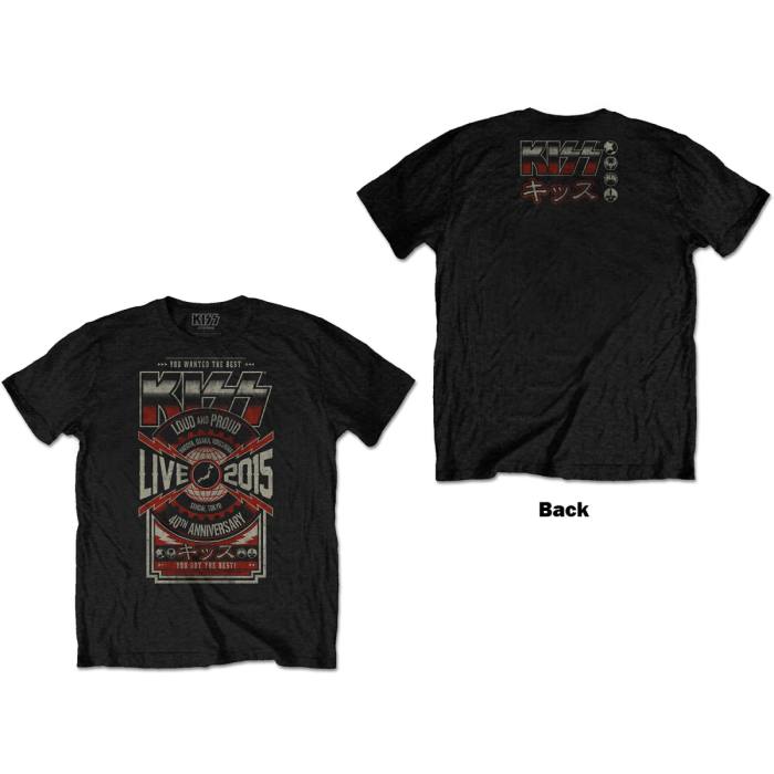 KISS Unisex T-Shirt: Japan Live 2015 (Black) (Back Print) 235425