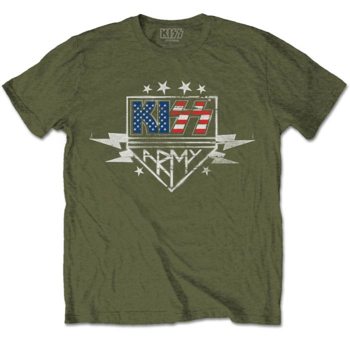 KISS Unisex T-Shirt: Army Lightning (Military Green) 235439