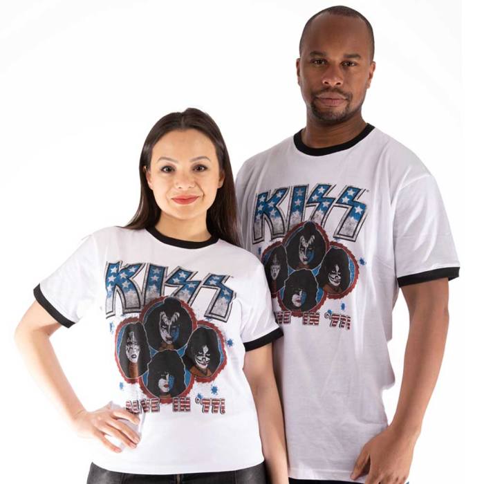 KISS Unisex Ringer T-Shirt: Alive in '77 (White) 235481