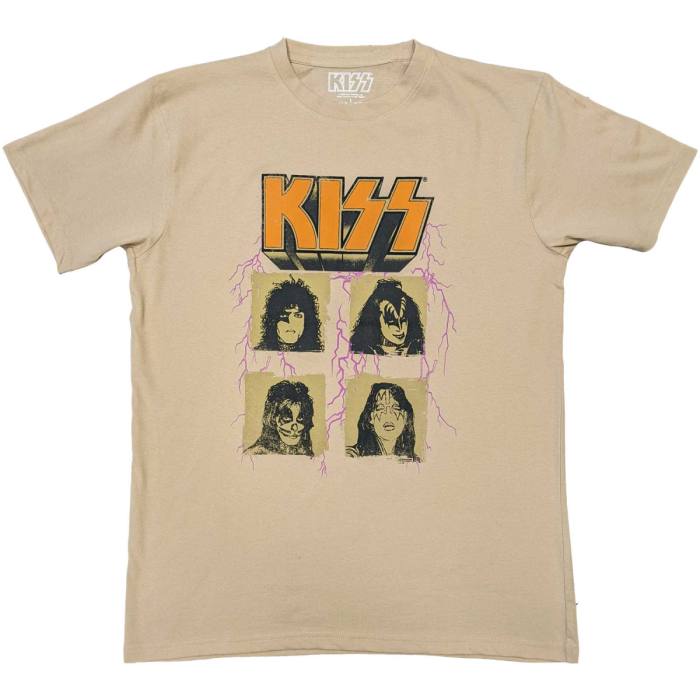 KISS Unisex T-Shirt: Lightning Photo (Sand) 235486