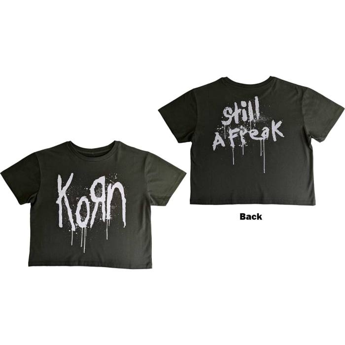 Korn Ladies Crop Top: Still A Freak (Green) (Back Print) 235581