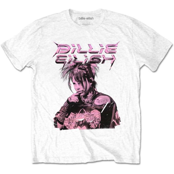 Billie Eilish Unisex T-Shirt: Vijolična ilustracija (Bela) 111199