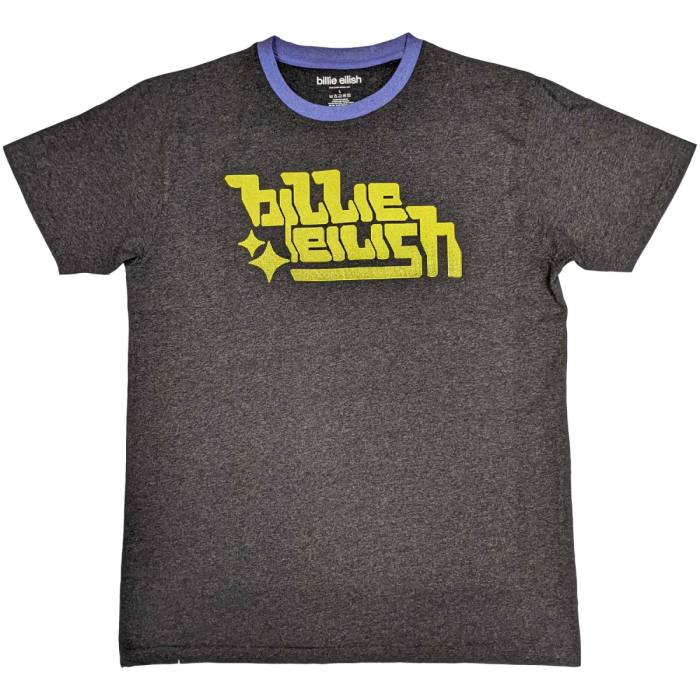 Billie Eilish Unisex Ringer T-Shirt: Neon Green Logo (Temno siva) 111223