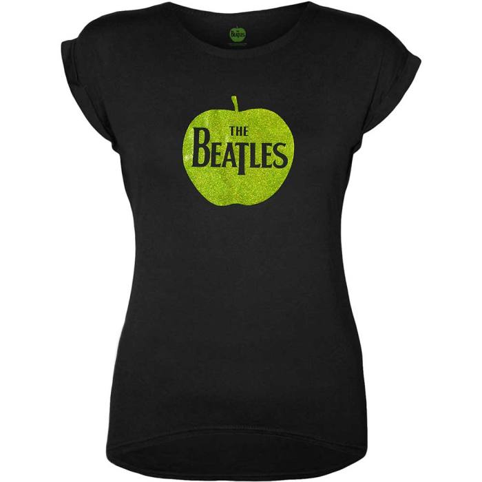 The Beatles Ladies Embellished T-Shirt: Apple Logo (Green Sparkle Gel) (XX-Large) 122884